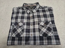 True Grit Outdoor Lightweight Flannel Gray Plaid  Button-up L/S Shirt SZ XL 