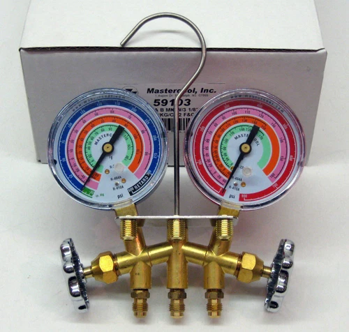 59103 Mastercool A/C HVAC Refrigeration Brass Bar Manifold R410A R404A R22