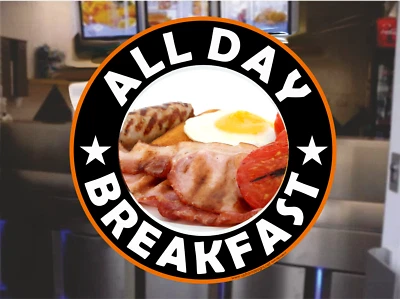 All Day Breakfast Window Decal Sticker for Cafe or Restaurant