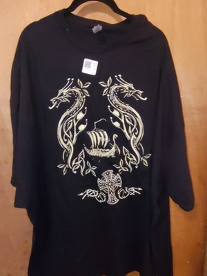 Double Dragon, ship and Cross Design printed Tee Gildan 5XL (N N 1223)