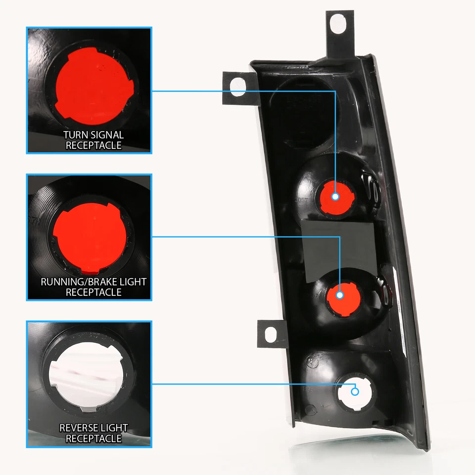 Par de luces traseras negras 1996-2002 para GMC Savana/Chevrolet Express 1500 2500 3500 Foto 3 de 4