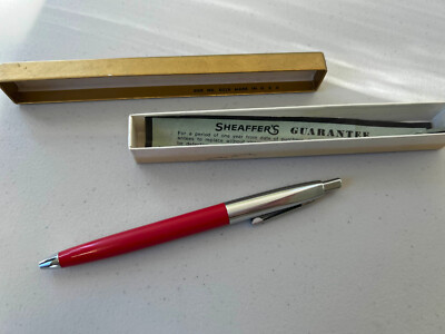 Shaeffer Vintage Ballpoint Pen Red with Box + Paperwork, CLICKER GETS STUCK