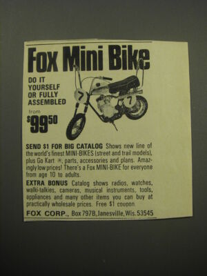 1969 Fox Mini Bikes Ad - Fox Mini Bike do it yourself or fully assembled