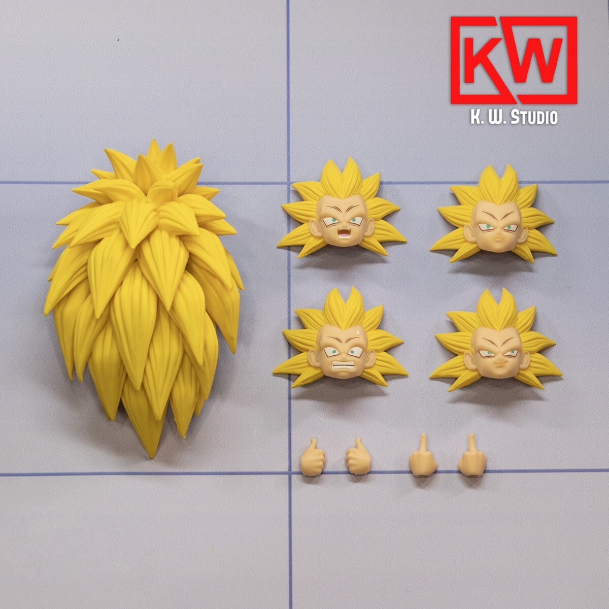 K.W. Super Saiyan 3 III head parts (no body) for SHF Gotenks