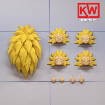 K.W. Super Saiyan 3 III head parts (no body) for SHF Gotenks model