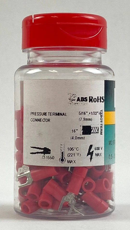 Panduit Fork Terminal Connector PMV1-3FB-CY M3 Stud 18-22 AWG 100 Pack Set of 2 - Image 2 of 3