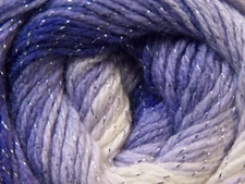 (1) 100 gr Magic Glitz 22061 Purple White Silver Metallic Self-Striping Yarn Ice