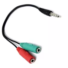 3.5mm AUX Audio Mic Splitter Cable Earphone Headphone Adapter Female to 2 Male