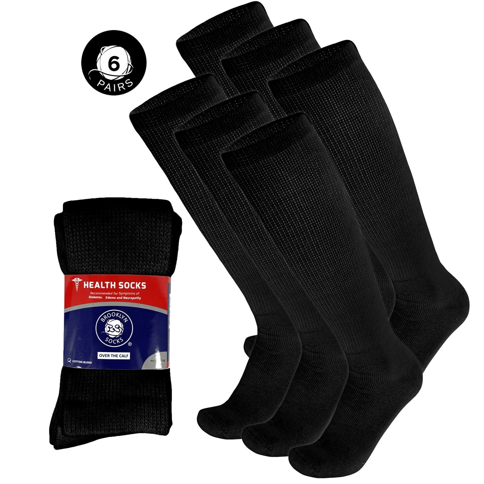 Men's Diabetic Over the Calf Knee High Cotton Socks, 6 Pairs
Opens in a new window or tab