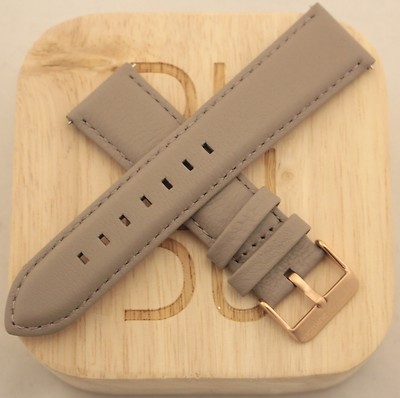 DUKUDU Uhrband Uhrenarmband taupe rosegold Echtleder AB-114 Breite 22  mm