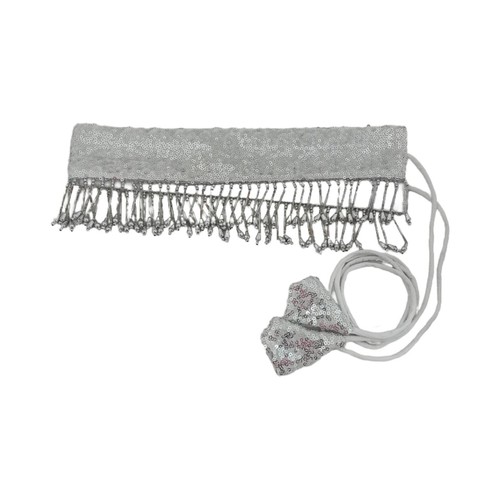 Silver Sequins Beaded Waist Belt Form Women Party Wear Dresses - Picture 3 of 5