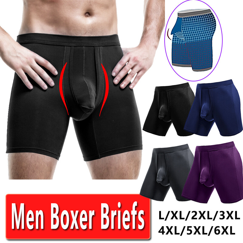 Mens Underwear Anti-Chafing Ball Pouch Bulge Enhancing Boxer