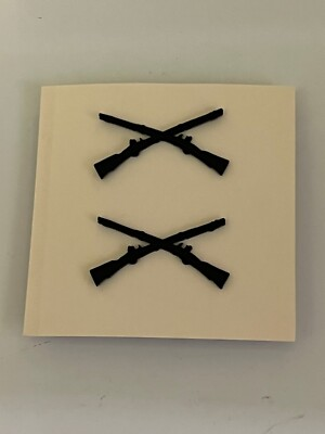 #ad #ad US ARMY INFANTRY PAIR OF ISSUE BLACK SUBDUED CROSSED RIFLES BRANCH INSIGNIA $2.98