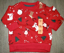 boys girls NEW NWT red CHRISTMAS SWEATSHIRT TOP santa snowman 3/6 MONTH cute 