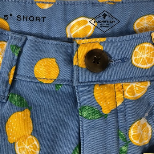 St. John's Bay Shorts Women's Size 2 Blue Yellow Lemon 5" Inseam Mid Rise NWT - Picture 3 of 13