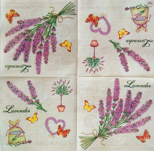 4X Set Paper Design Napkins Decoupage Craft Tissue Lavande Lavender Bunch Flavor - Picture 9 of 11