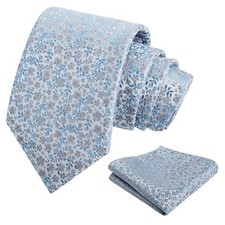 Mens 3.15inches Exquisite Floral Tie with Small Flower Printed A142-blue Gray