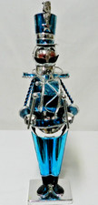 Nutcracker w/Drum Metallic Christmas Holidays 13.5" tall Decor silver blue metal