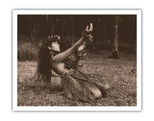 Hawaiian Hula - Dance to Aina - Vintage Sepia Toned Photograph by Alan Houghton