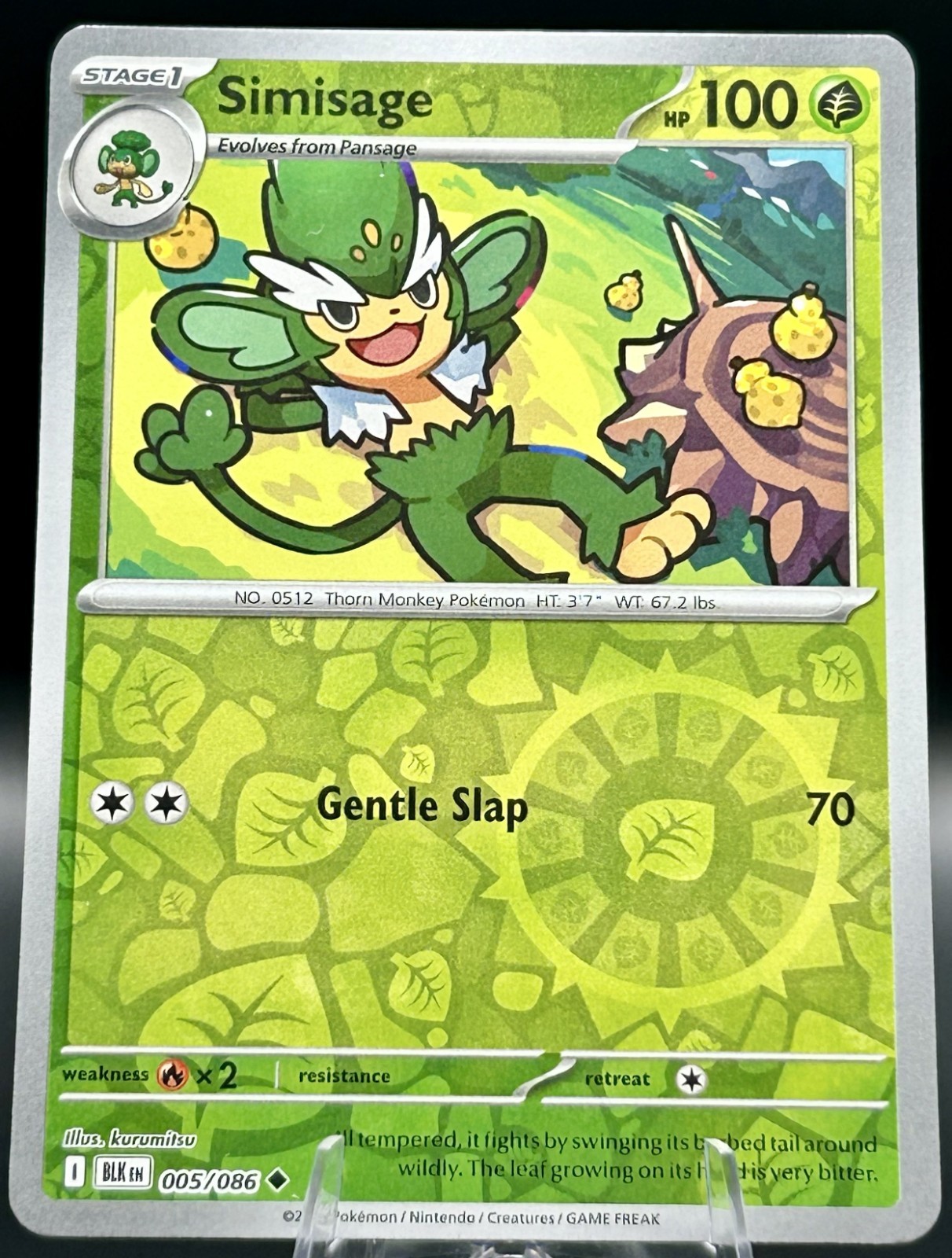 Simisage 005/086 Uncommon Black Bolt Pokemon TCG Reverse Holo Near Mint