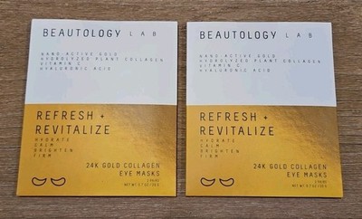 2X Beautology Lab 2 Pairs 24k Gold Collagen Eye Masks Brand New 4 Total  Pairs