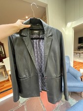 maje black women's 100 lamb leather blazer/jacket size fr38