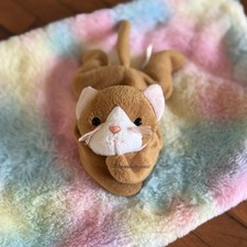    Nip The Cat White Face    Ty Beanie Baby  No Hang Tag 1st Gen Tush Tag