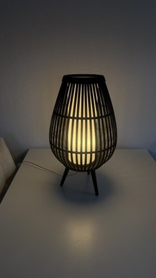PREMIUM MANUFAKTUR STEHLAMPE BODENLAMPE BOHO BAMBUS RATTAN KAMINLICHT LEUCHTE 