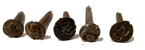 Vintage Railroad Date Nails Metal Distressed Train Track Nail Lot of 5
