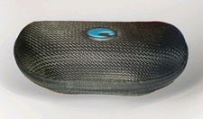 Genuine Costa Del Mar Sunglasses Hard Zip Up Clam Shell Case Black w/Blue Logo