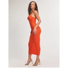 Savage X Fenty Rib Xssentials Maxi Slip Dress RedOrange Mist XS-XL New