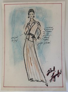 Dessin de mode original de Karl Lagerfeld signé Provenance documentée