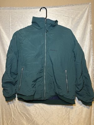 Vintage Eddie Bauer Men Green Jacket Small Zip Outdoor Polartec Fleece Lined