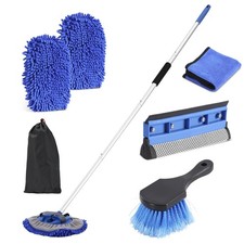Car Wash Brush with Long Handle, 60'' Car Wash Mop, 7Pcs Chenille Microfiber ...