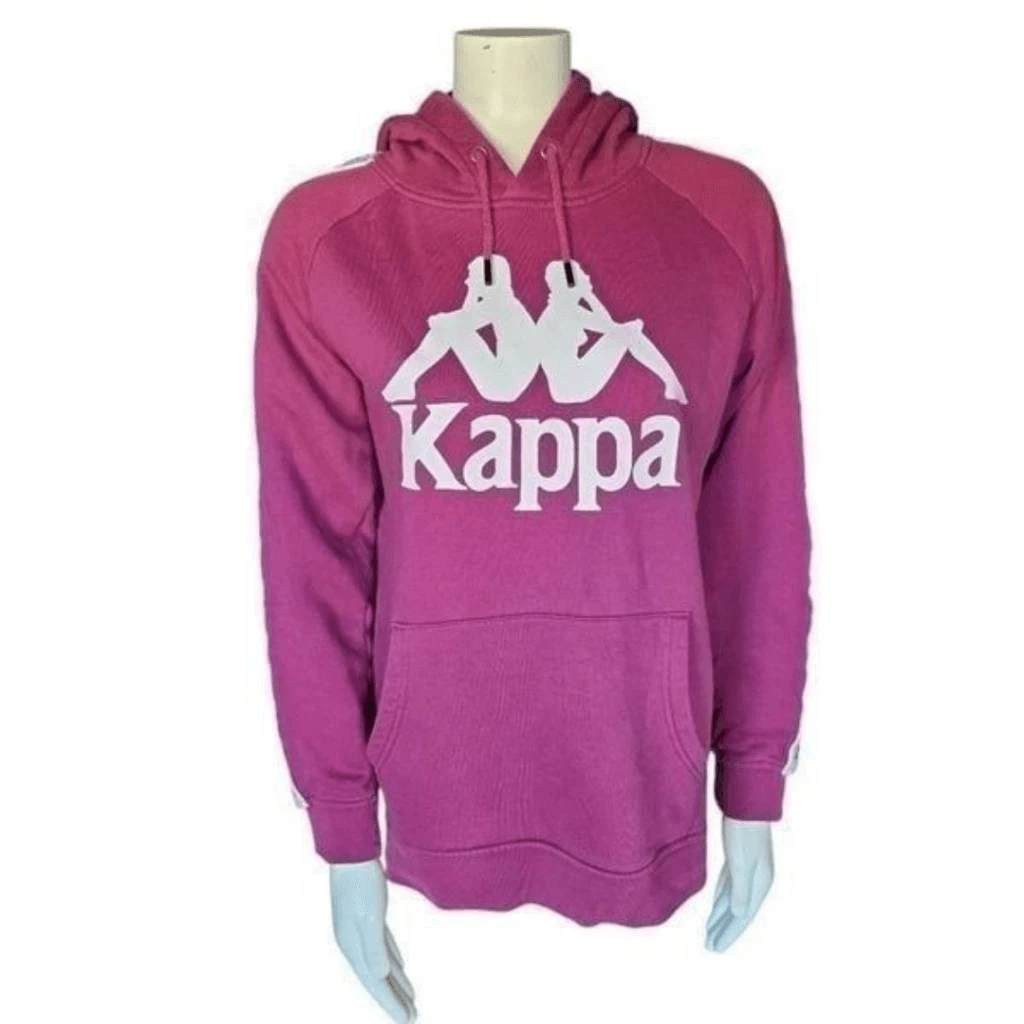 Kappa Women’s Medium Hoodie Sweatshirt Pink Pullover Logo Kangaroo Pocket