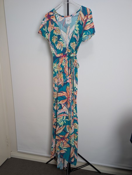 Turquoise Soul Broome Tropical Floral Wrap Maxi Dress Size S/M
