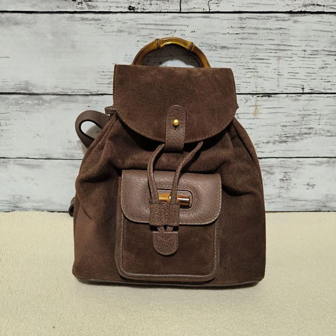 GUCCI Bamboo Backpack Nylon Brown Silver 003 1119 0016 Auth  display picture 2