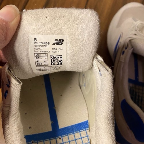 New Balance 574Series Womens 9.5 Sneakers Shoes White Blue Suede Mesh WL574RSB - Picture 4 of 12