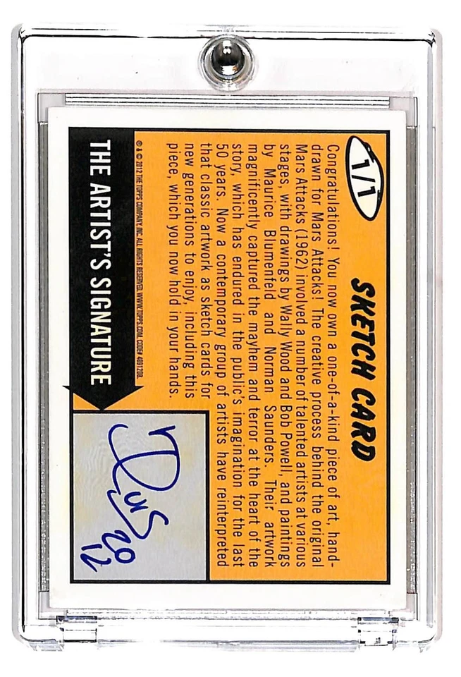 2012 Topps Heritage Mars Attack 1/1 Sketch Card - Image 2 of 2