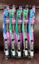 5PACK Reach Total Care + Whitening Toothbrushes Soft Full Bristles Multicolor