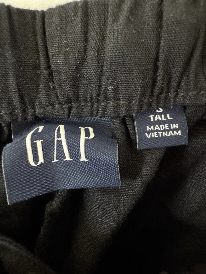 Pantalones de lino Gap Easy de pierna ancha pequeños altos para mujer negros nuevos con etiquetas Foto 4 de 4
