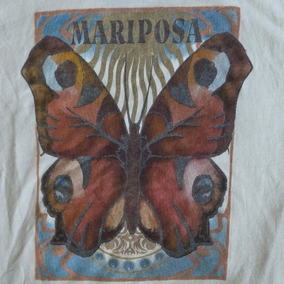 Women's White T-Shirt Butterfly/Mariposa Graphic Size XXL Boho Festival Tee