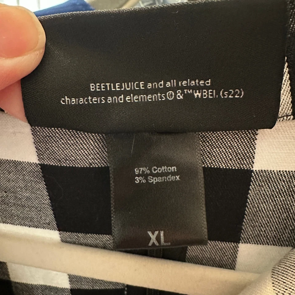 Vestido Camisa Beetlejuice Vixen de Micheline Pitt Negro Blanco Guinga XL Sin Cinturón Foto 3 de 4