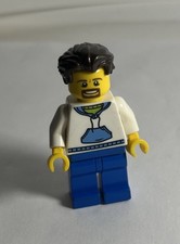 Lego Male Minifigure, Ludo Game, Blue, White Hoodie, Goatee, Item twn349