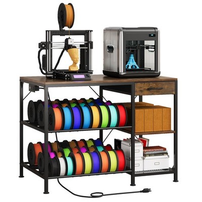 3D Printer Table Heavy Duty 3 Tier Storage Outlet Drawer Black Filament