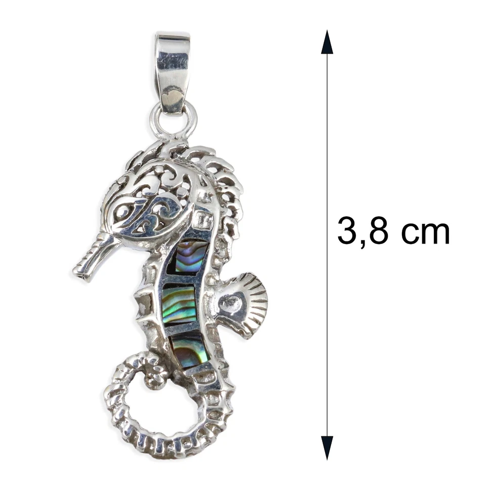 925er Silber Anhänger Kettenanhänger Seepferdchen Abalone Perlmutt Handarbeit - Bild 4 von 4