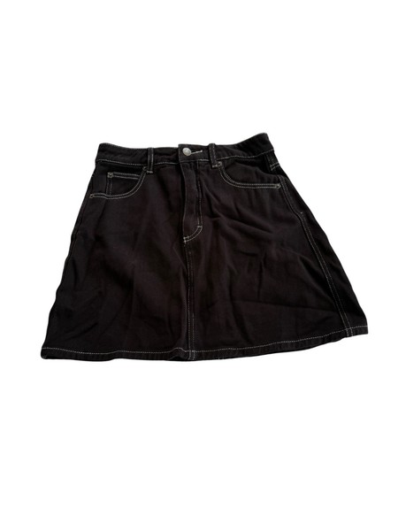 ghanda Womens Size 8 Black White piped Jean Skirt Good Condition