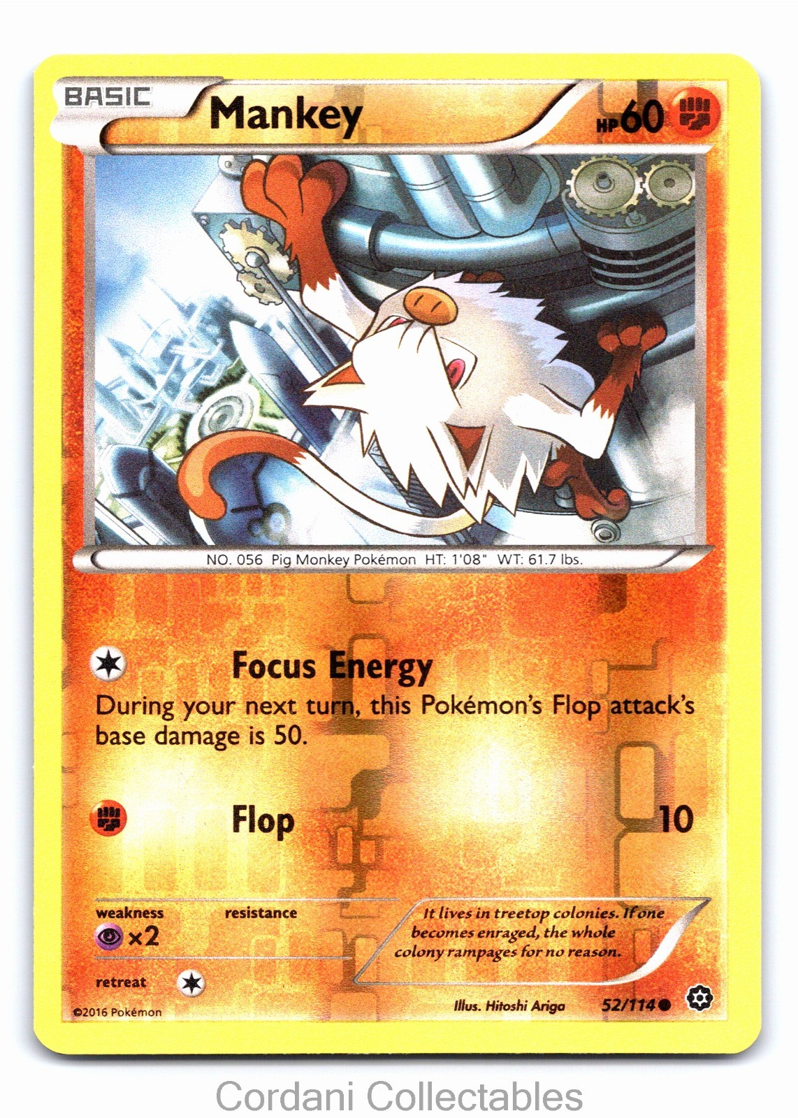 Mankey 52/114 - XY Steam Siege - Reverse Holo - Pokemon Card