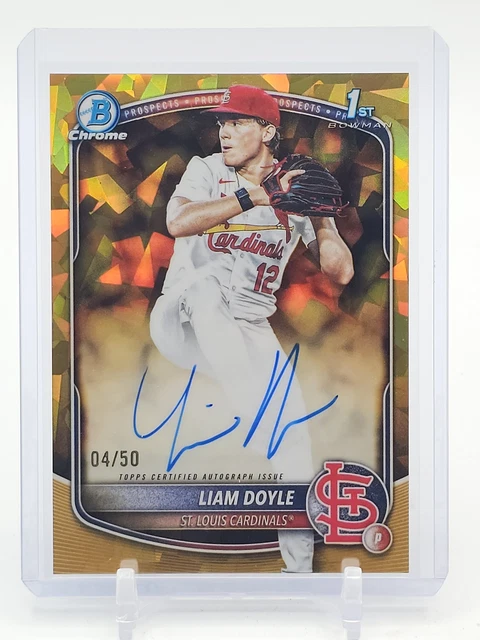 LIAM DOYLE 2025 BOWMAN CHROME DRAFT SAPPHIRE GOLD REFRACTOR 1ST AUTO /50 A Q4920