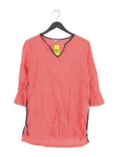 Uniqlo Women's Top XS Red 100% Cotton 3/4 Sleeve V-Neck Tunic